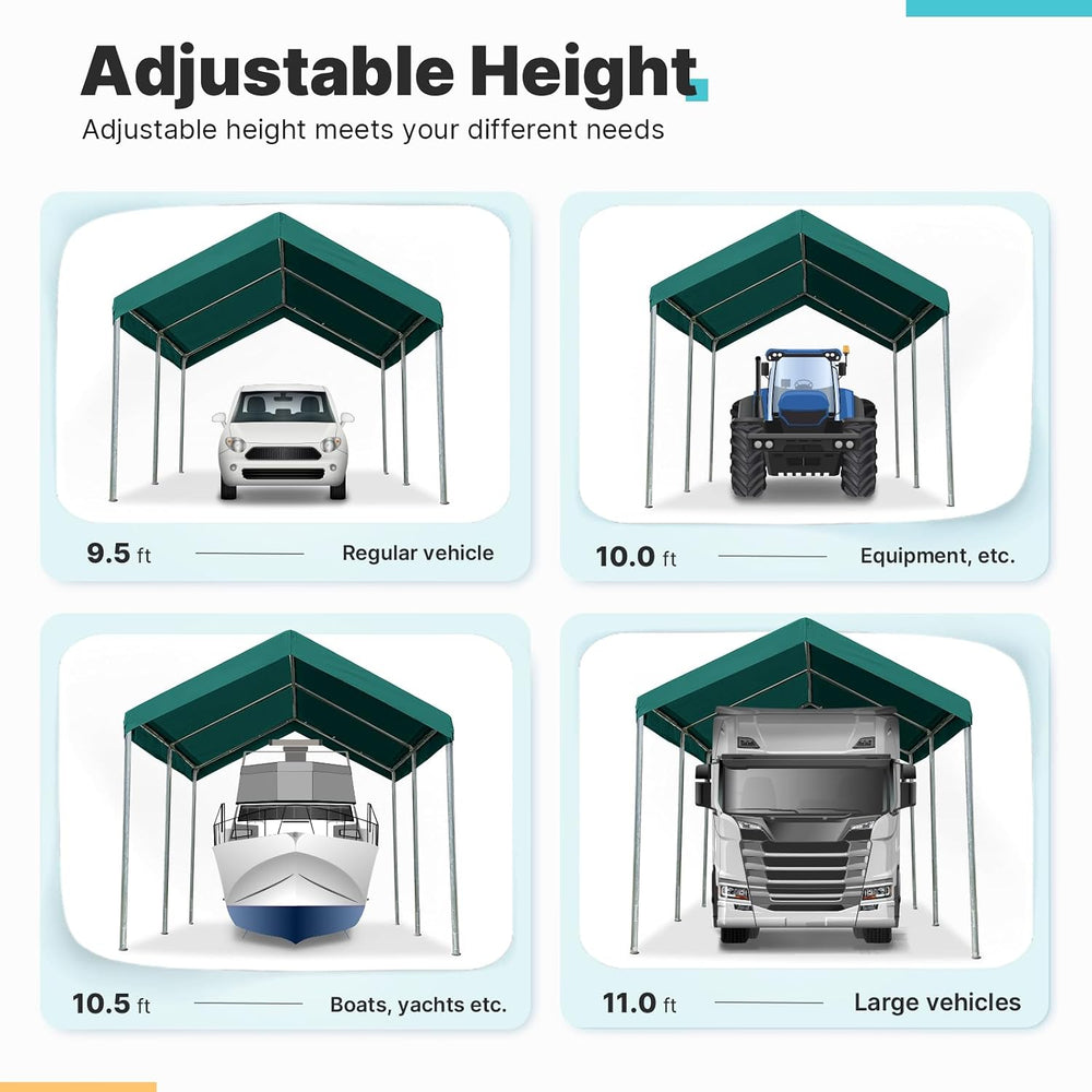 ADVANCE OUTDOOR Adjustable 10x15 ft Heavy Duty Carport Car Canopy Garage Boat...