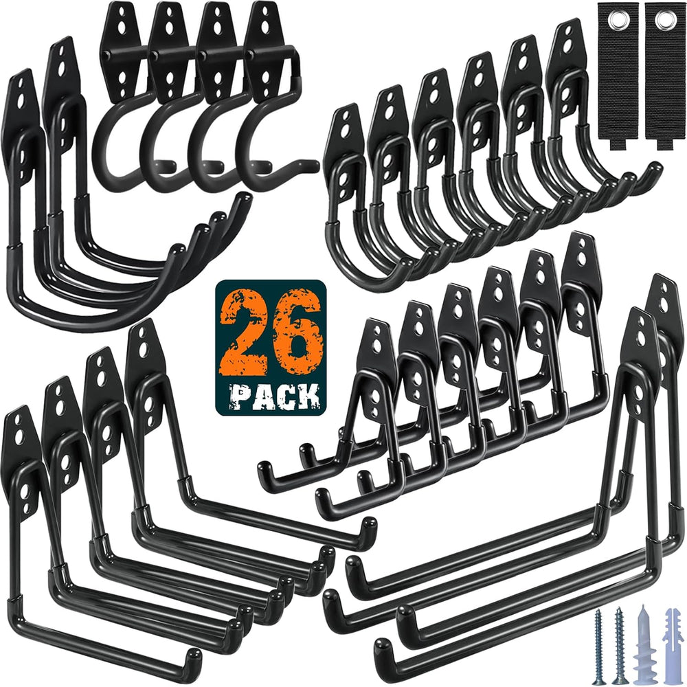 26 Pack Garage Hooks Heavy Duty Utility Steel