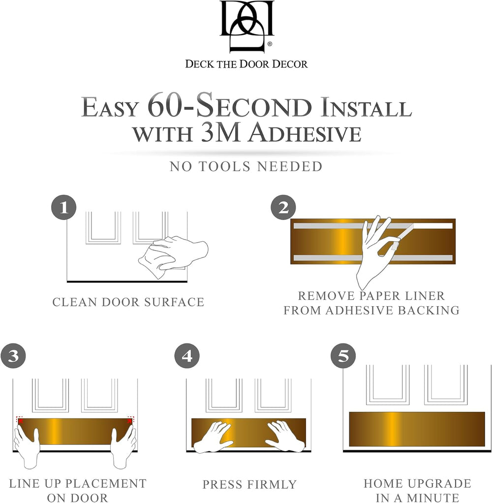 Door Kick Plate, 6x32 in, Shiny Brass, Adhesive