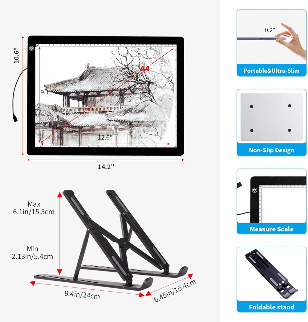 A4 Light Board for Diamond Painting - Tracing Light Box with Stand, Stepless ...