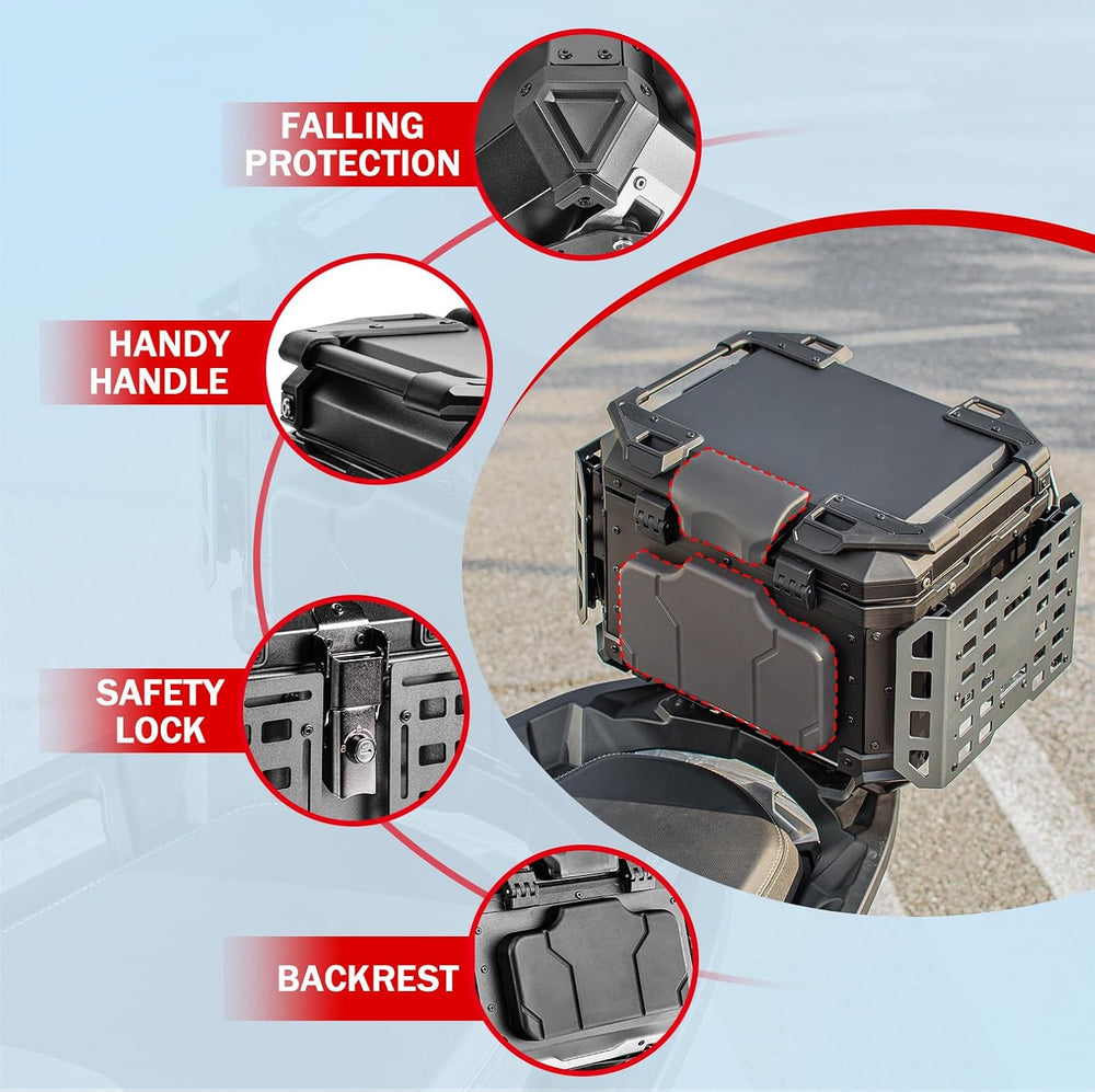 Motorcycle Top Case, 45L Universal Tail Box Motorbike Luggage Storage Trunk |...