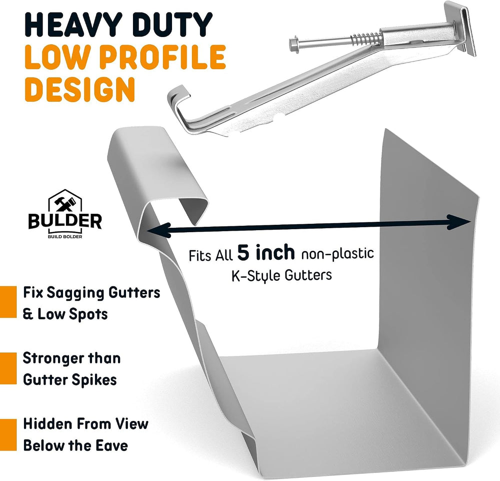 Quick Screw Gutter Hangers 5 Inch- 25 Pack - 5 Inch Gutter Clips with Bonus 6...