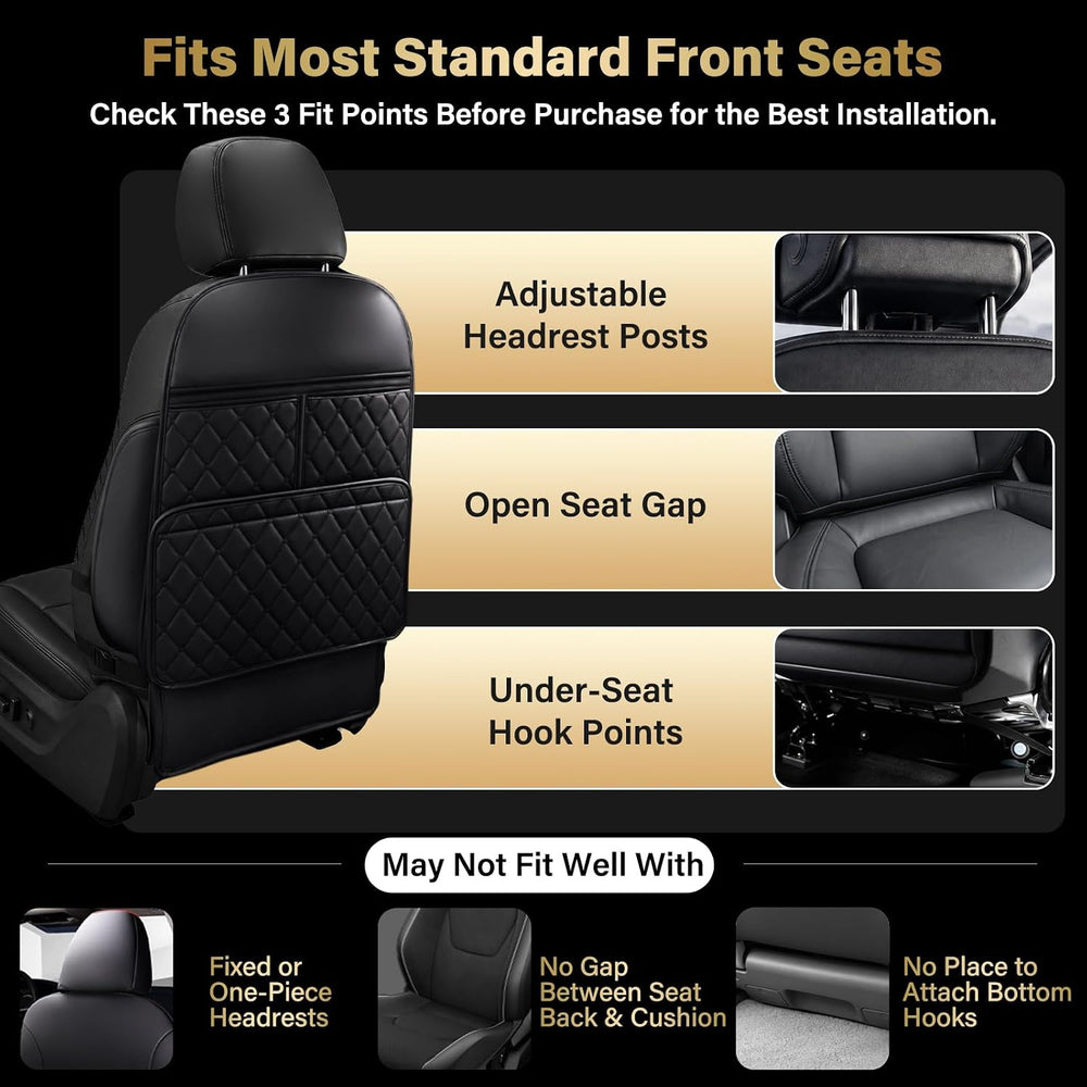 2 Pack Seat Back Protector Kick Mats, Premium Interior Look