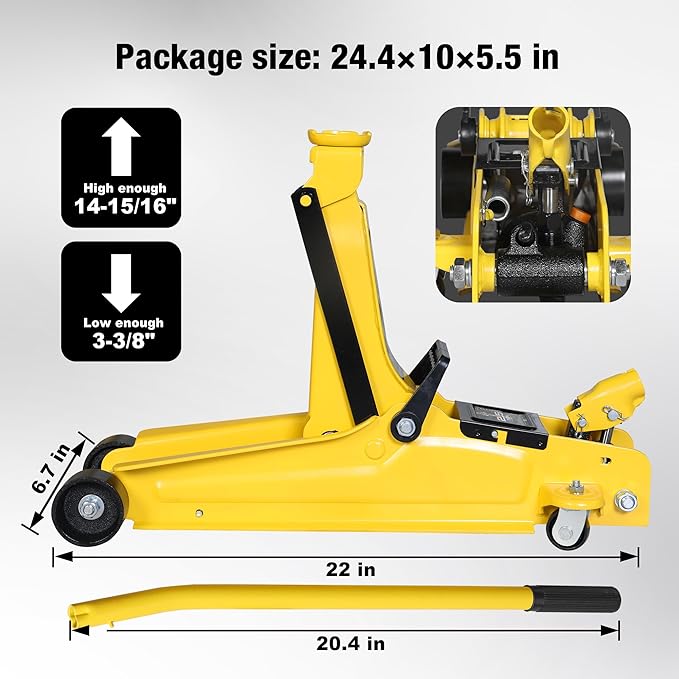 YELLOW JACKET 2.5 Ton Trolley Jack Hydraulic Low Profile Floor Jack