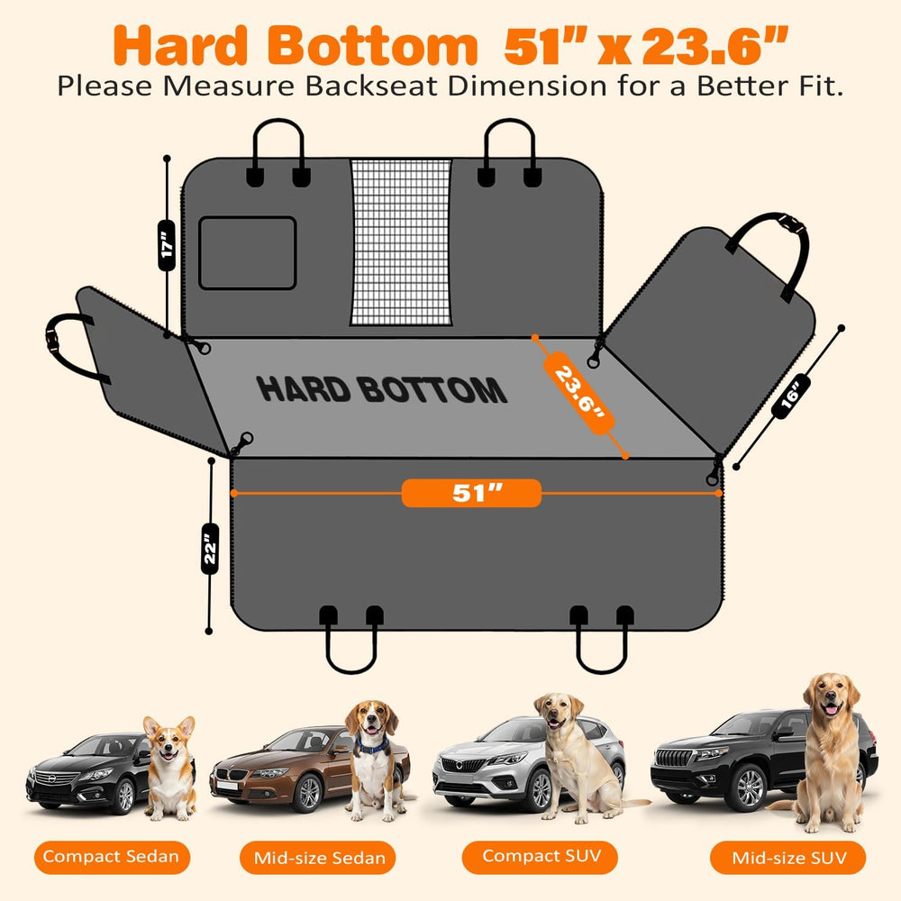 URPOWER Hard Bottom Dog Car Seat Cover for Back Seat, PU Leather Hammock