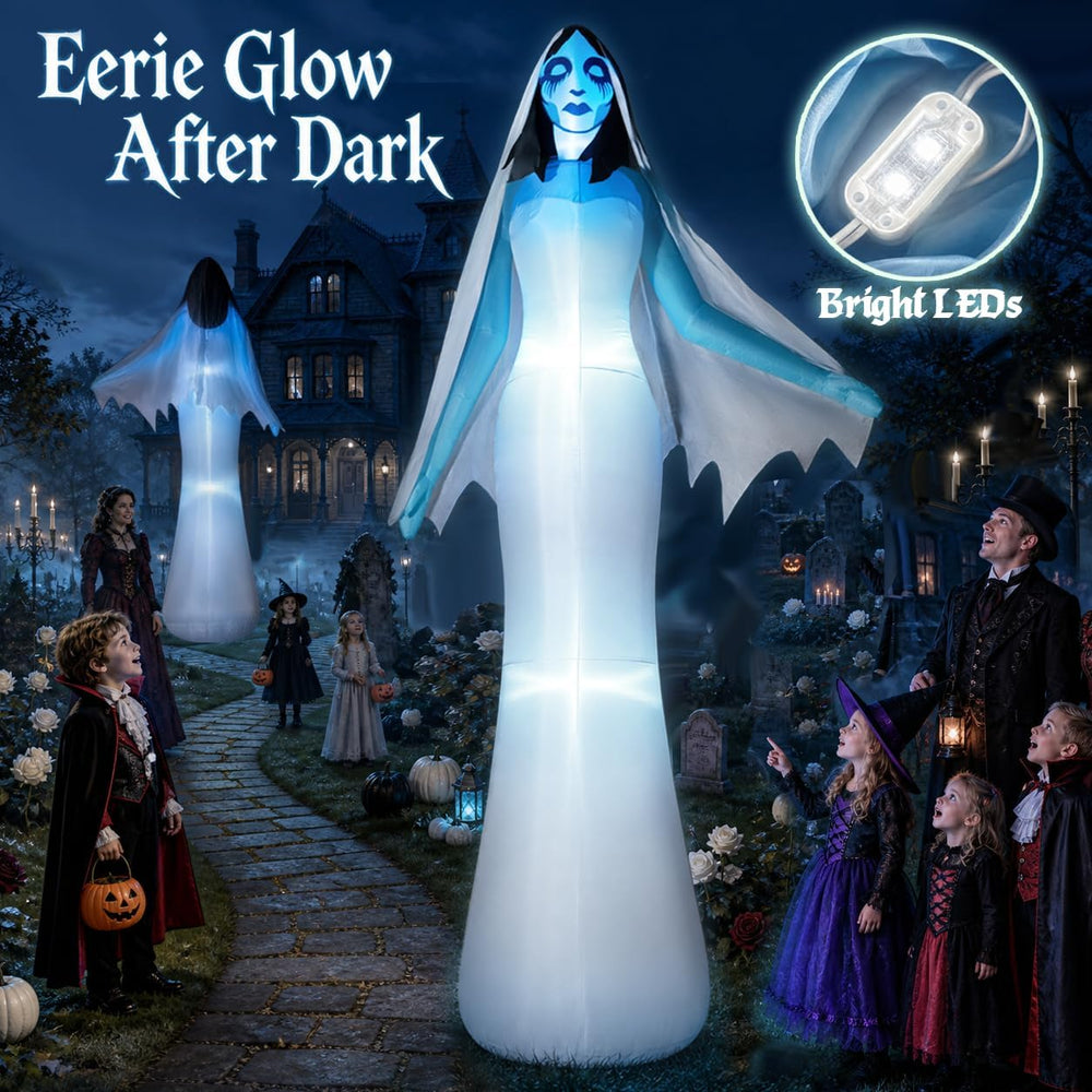 zukakii 12FT Giant Halloween Inflatables Ghost Bride with Built-in Whole-Body...
