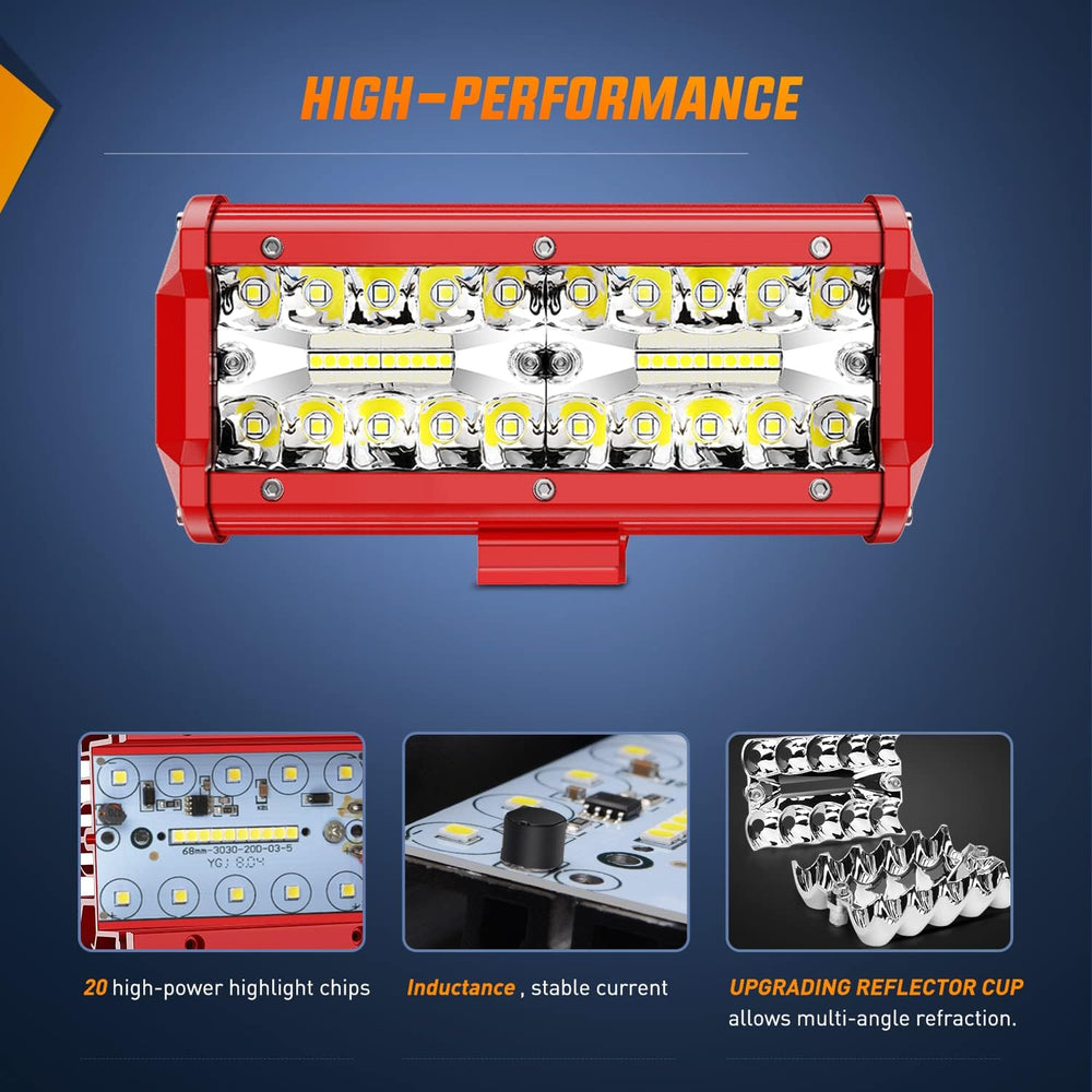 Nilight LED Lights 2PCS 6.5 Inch with Wiring Kit on Truck SUV, Red Shell