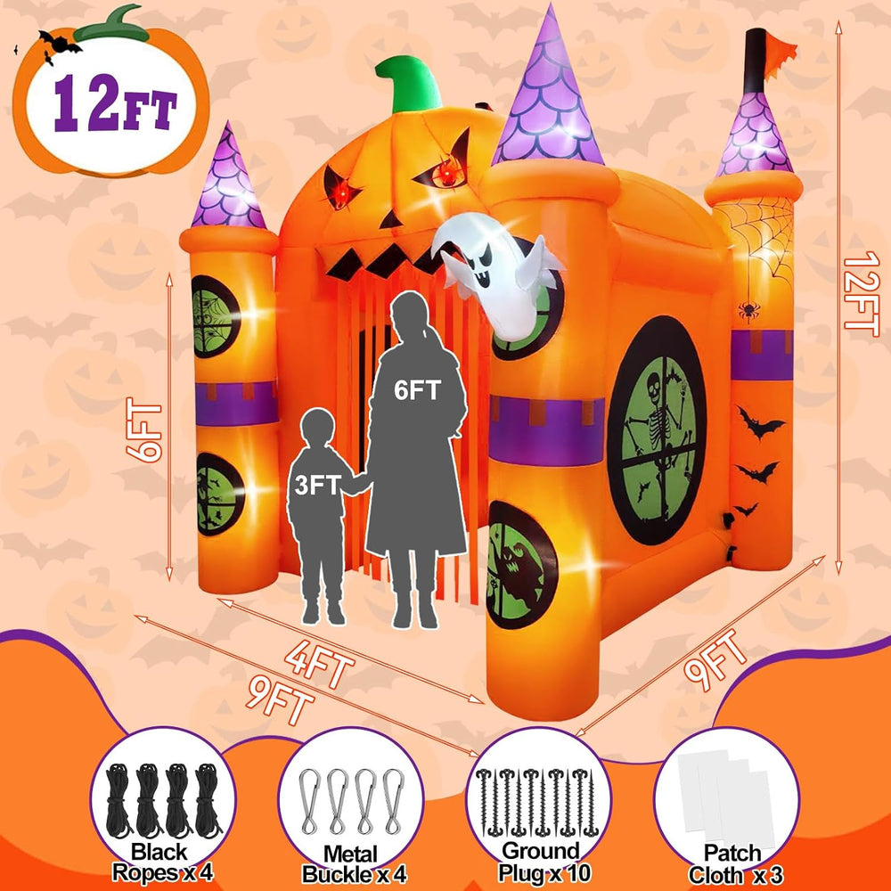 Kalolary 12FT Halloween Inflatables Archway Giant Pumpkin Arch Inflatable