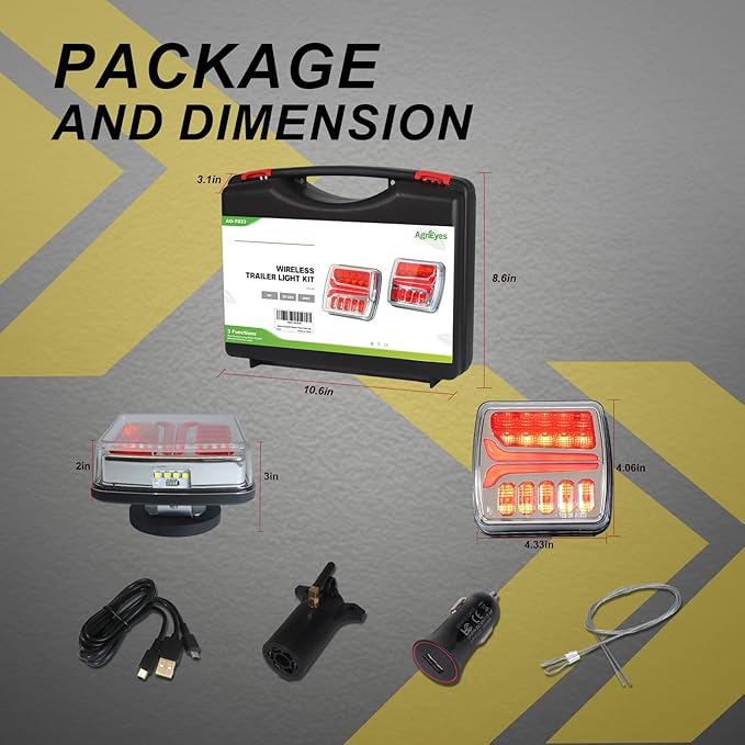 Agrieyes Wireless Trailer Lights, Magnetic LED Trailer Light Rechargeable