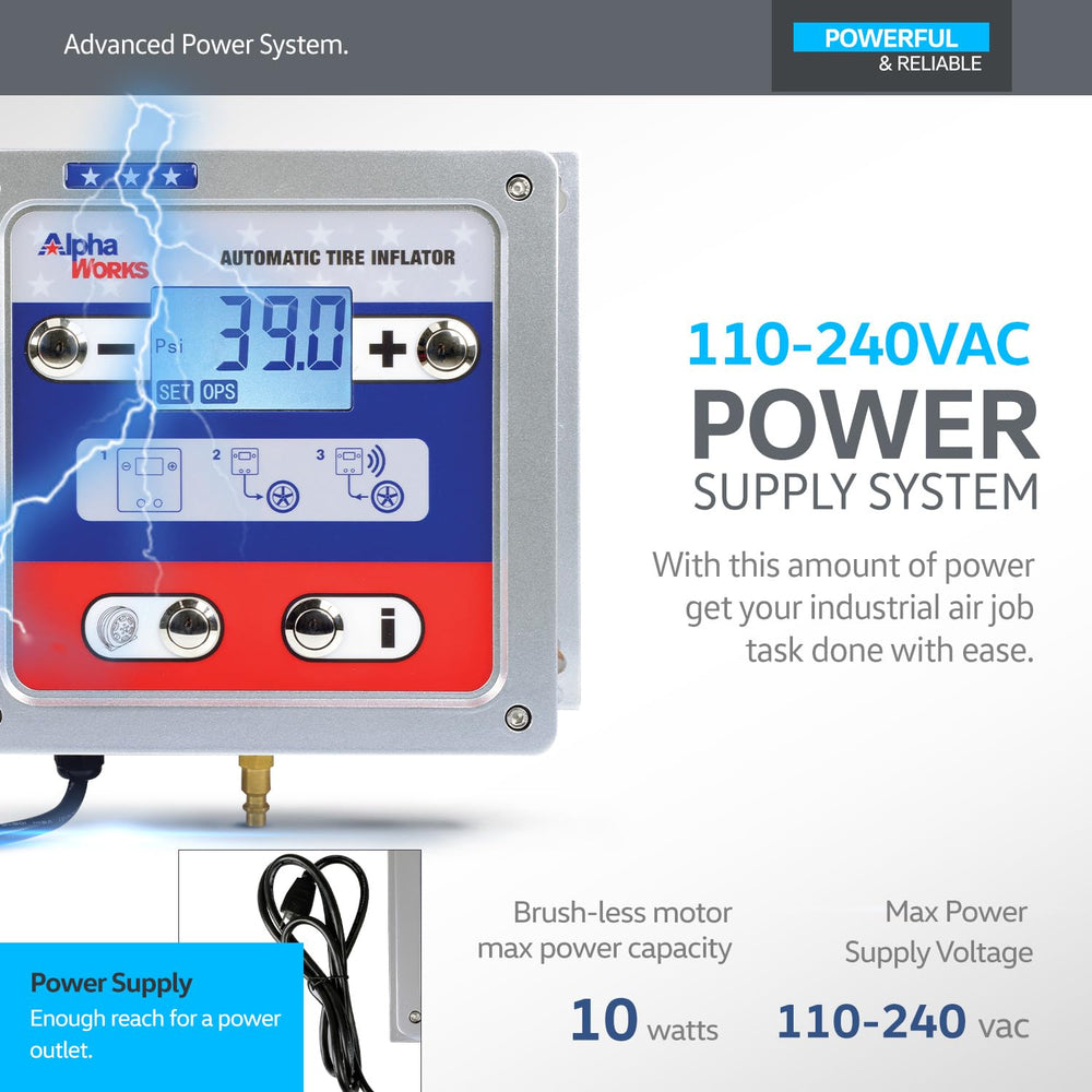 AlphaWorks Automatic Tire Inflator, LCD Gauge, 145 psi Max Pressure