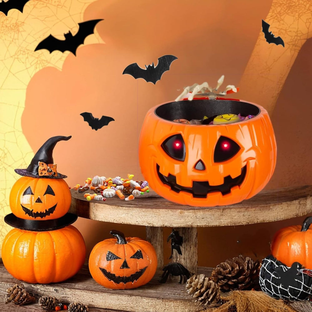 Anlass Halloween Candy Bowl Animated Pumpkin Candy Holder with Moving Skeleto...