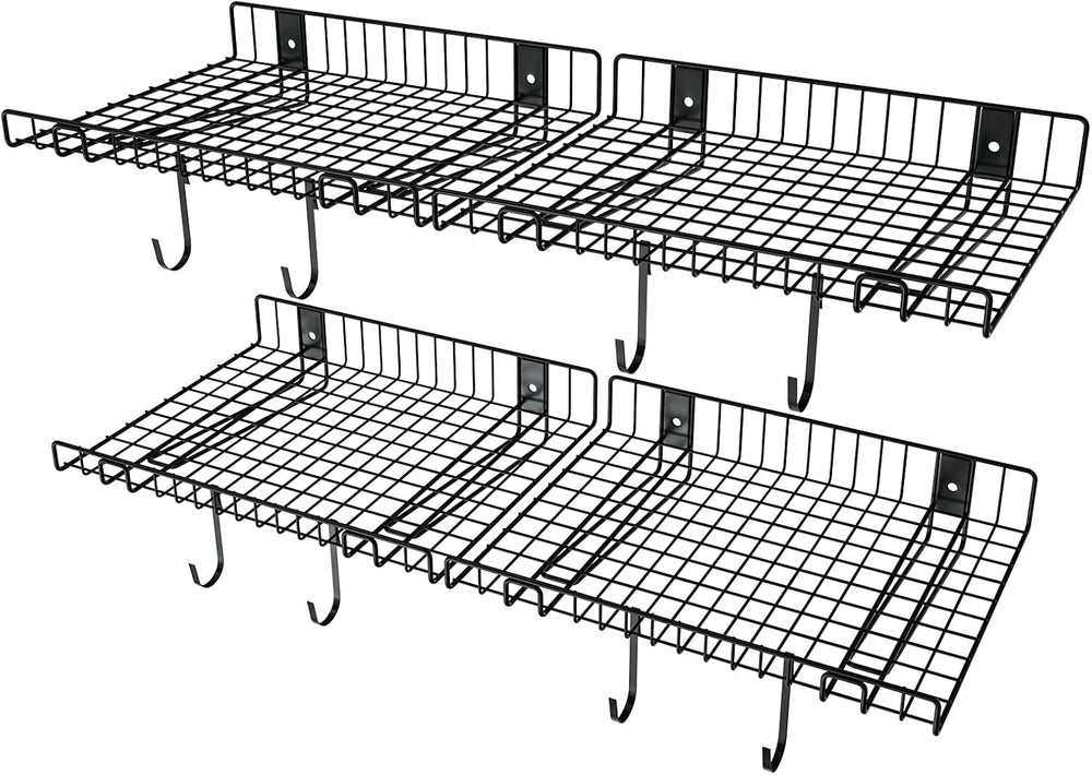 4 Pack Garage Wall Shelf, Wall Mounted Storage Shelves, Heavy Duty Metal Shel...