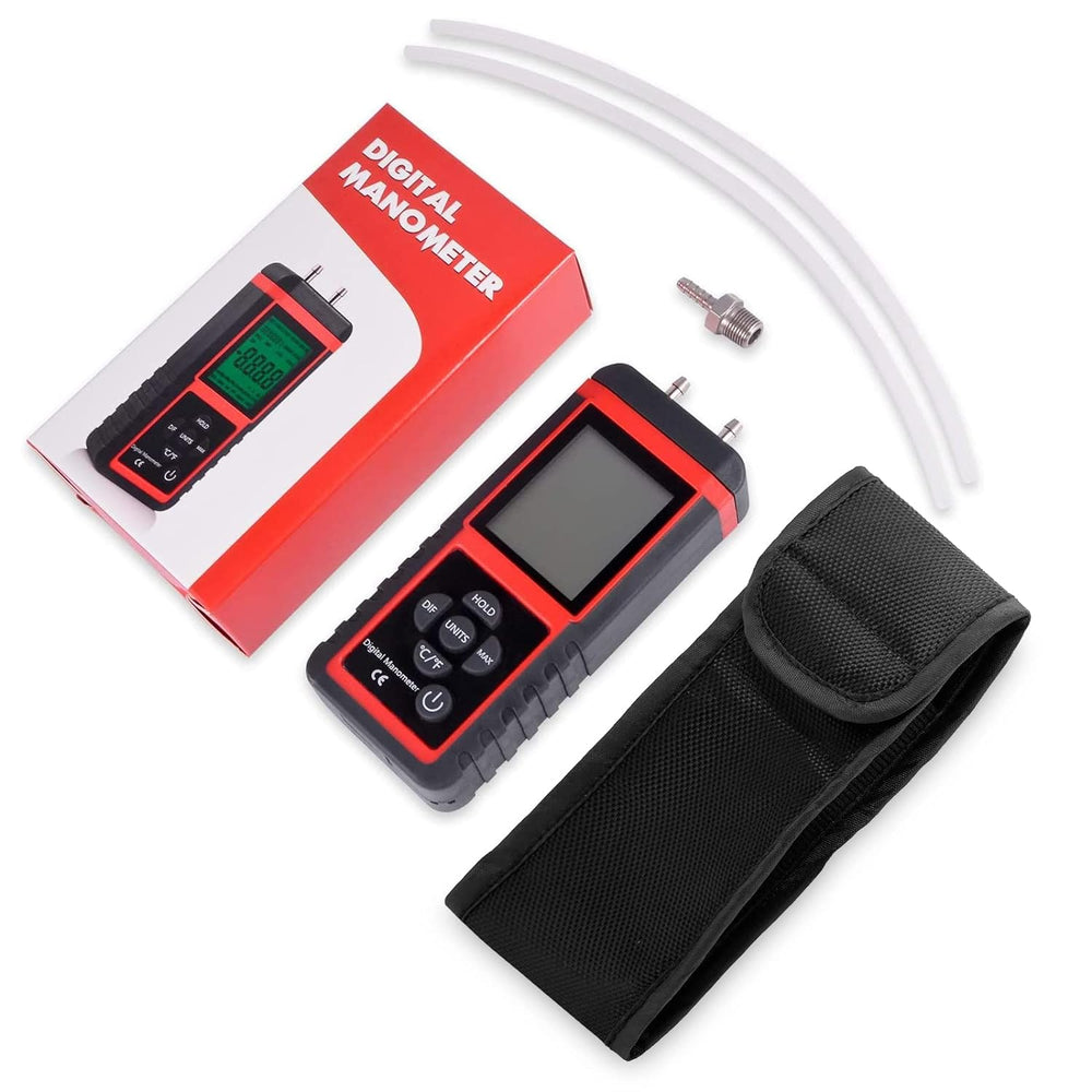 EHDIS Manometer, Professional Air Pressure Meter, Dual-Port HVAC Digital Mano...