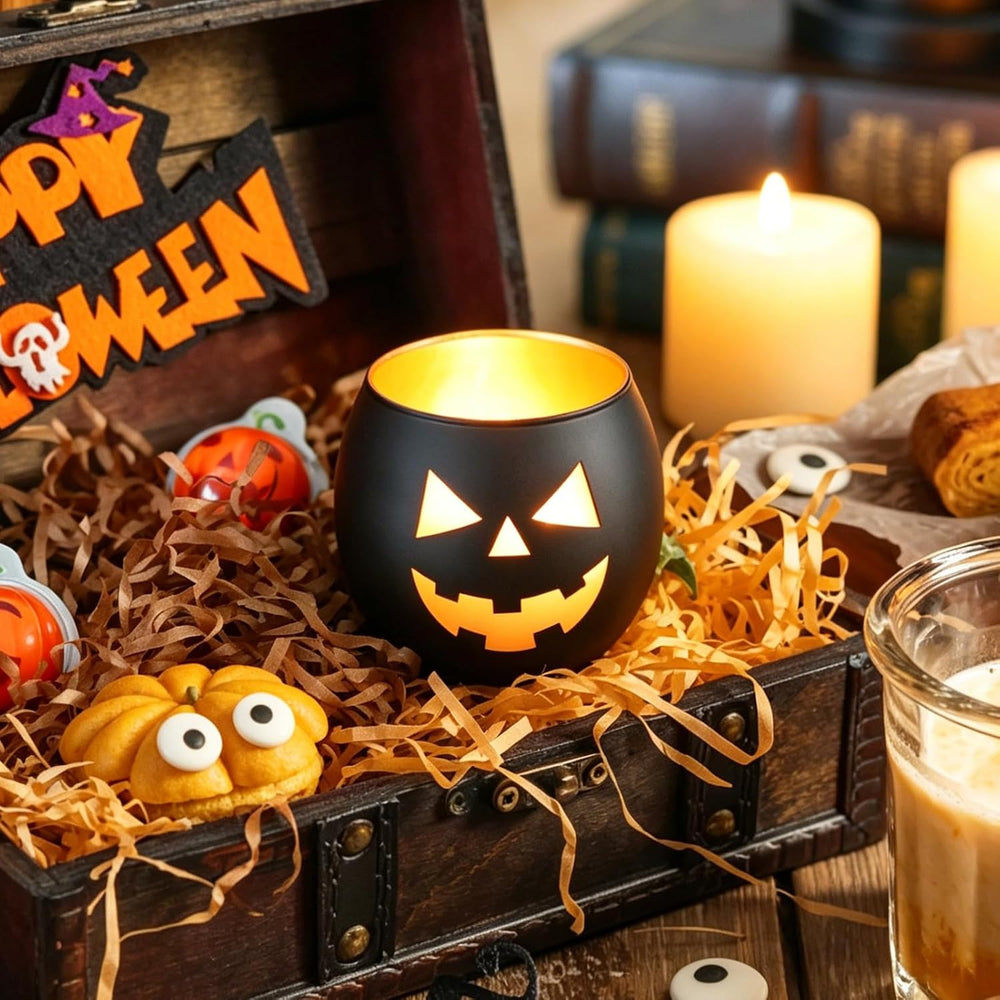 SHMILMH Halloween Table Centerpiece Candle Holders Set of 12, Black and Gold ...