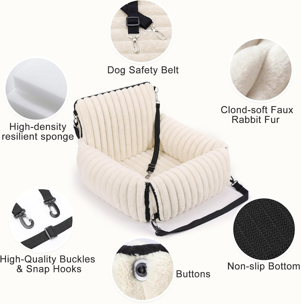 MIXJOY 6-in-1 Dog Car Seat for Small/Medium Dogs up to 23 lbs, Beige