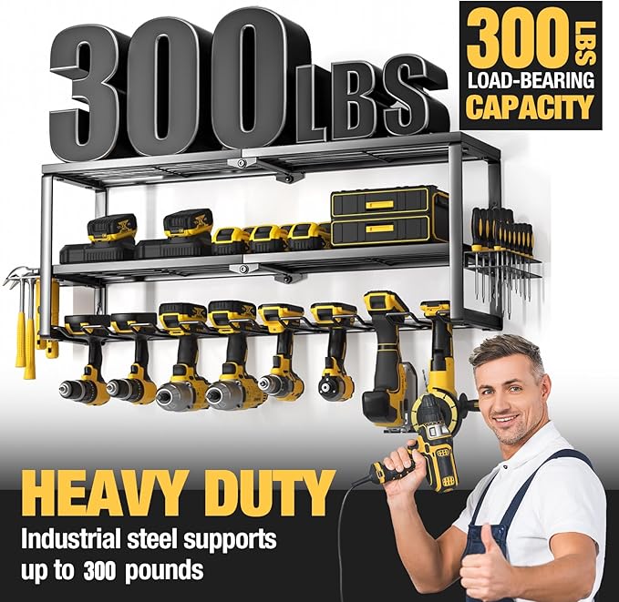 YYR Heavy Duty Power Tool Organizer Wall Mount, Cordless Drill Hanger Storage