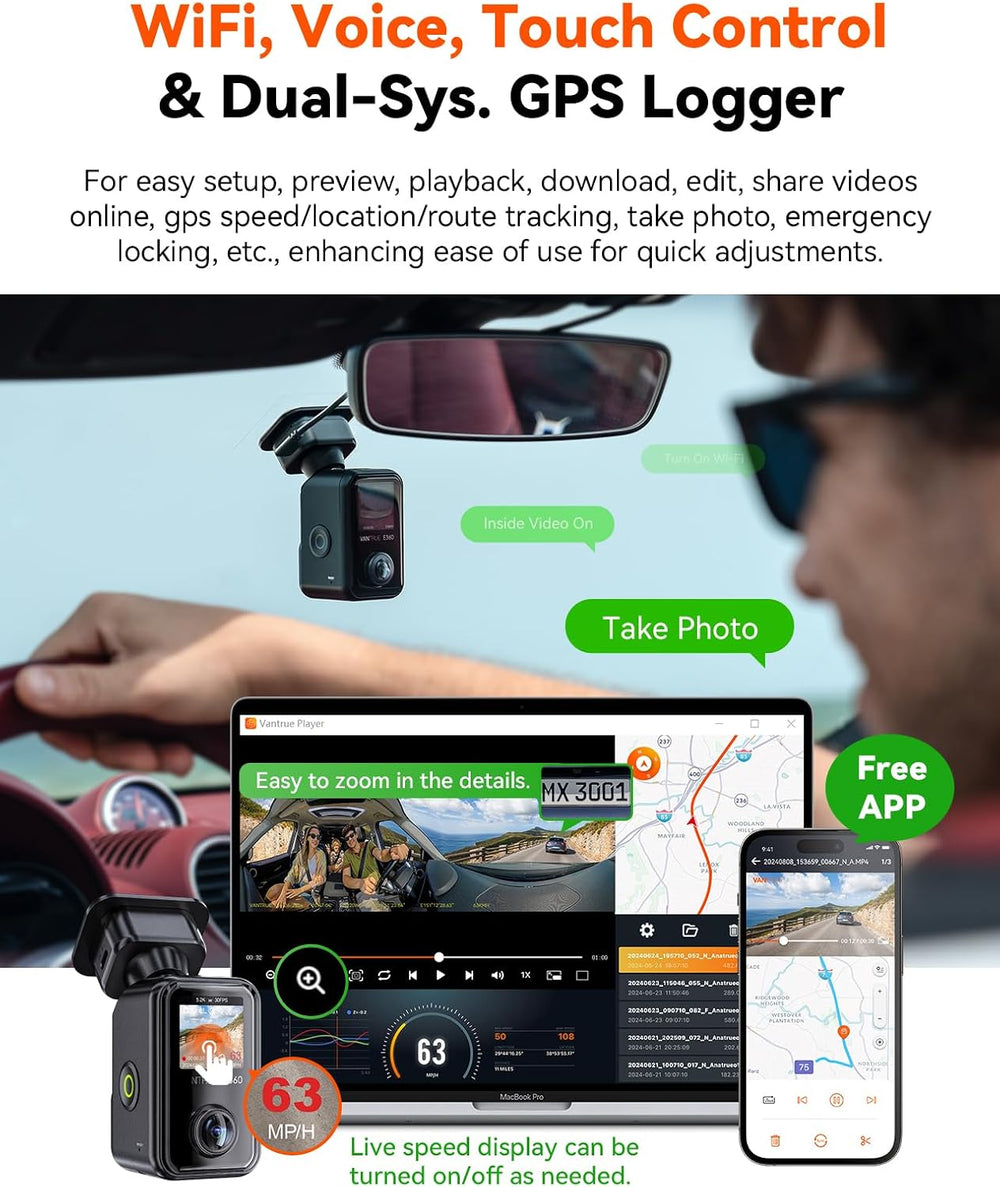 Vantrue E360 Plus All Channel Dash Cam 585ยฐ Fisheye