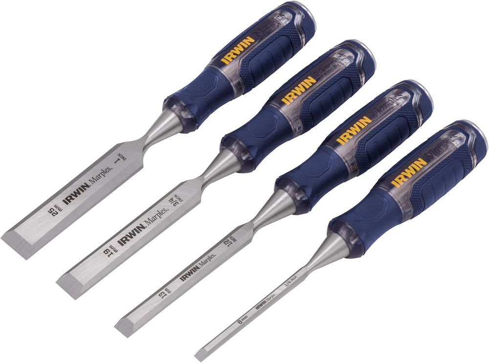 IRWIN Chisel Set, Woodworking, 4-Pack, Extra-Long Strike Cap, Strong & Du...