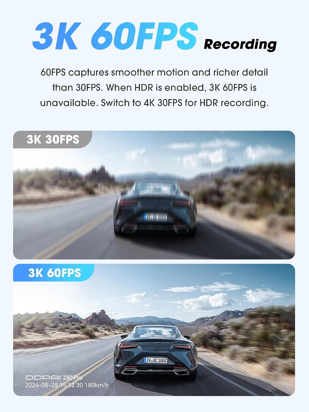 DDPAI Z60 Pro 4K+1080P Dash Cam, Dual STARVIS 2 & HDR, Free 128GB Card