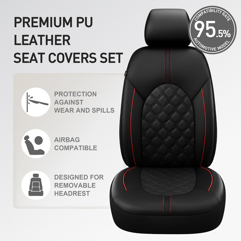 Luxury PU Leather Car Seat Covers Front Set - Anti-Stain Waterproof Automotiv...