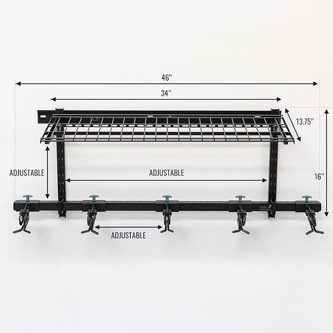 StoreYourBoard Lone Peak Ski Storage Rack and Wall Shelf, Holds 5 Pairs of Skis