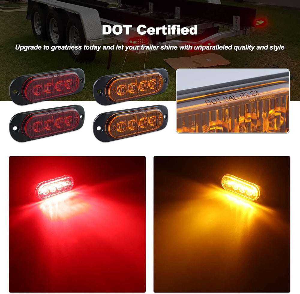 Submersible LED Trailer Light Kit Rectangle American Flag Designed 3rd Brake ...