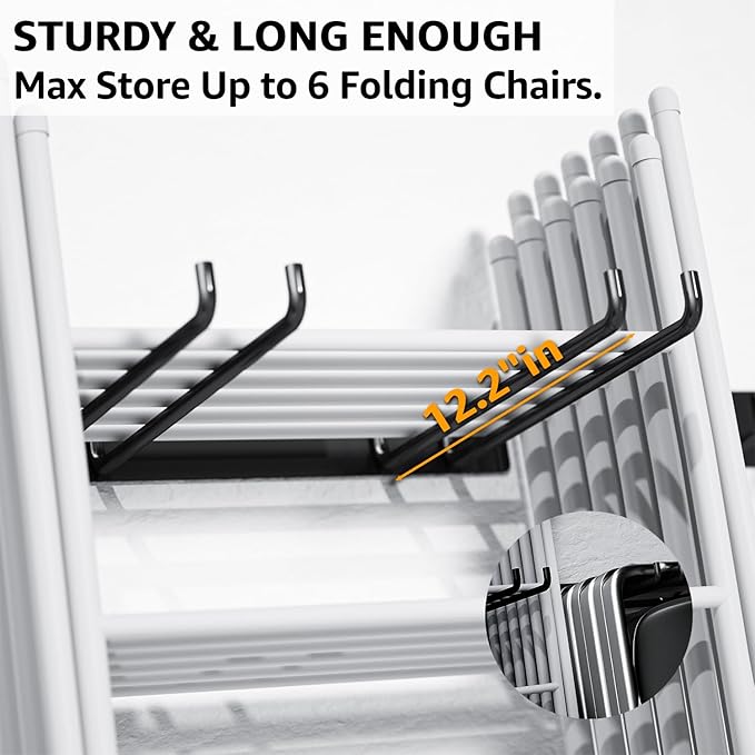 YYR Folding Chair Storage Rack, Garden Tool & Foldable Chairs Organizer H...