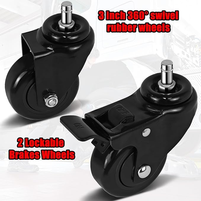 Rolling Shop Stool with Wheels, Heavy Duty Garage Work Mechanic Stool with