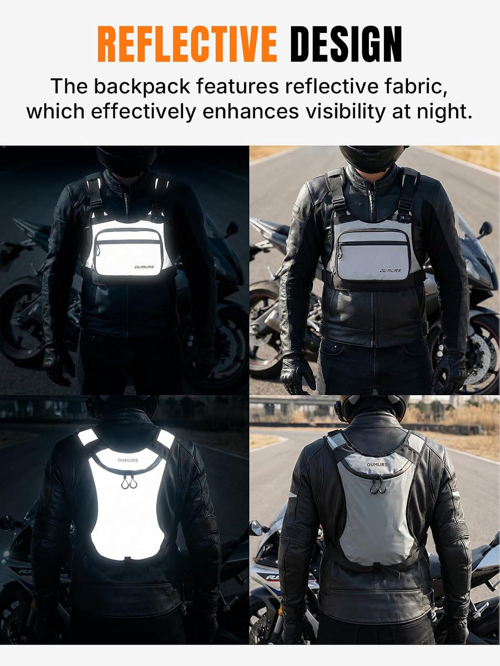 Oumurs Reflective Motorcycle Chest Bag with Quick-Release Buckle for Men &...
