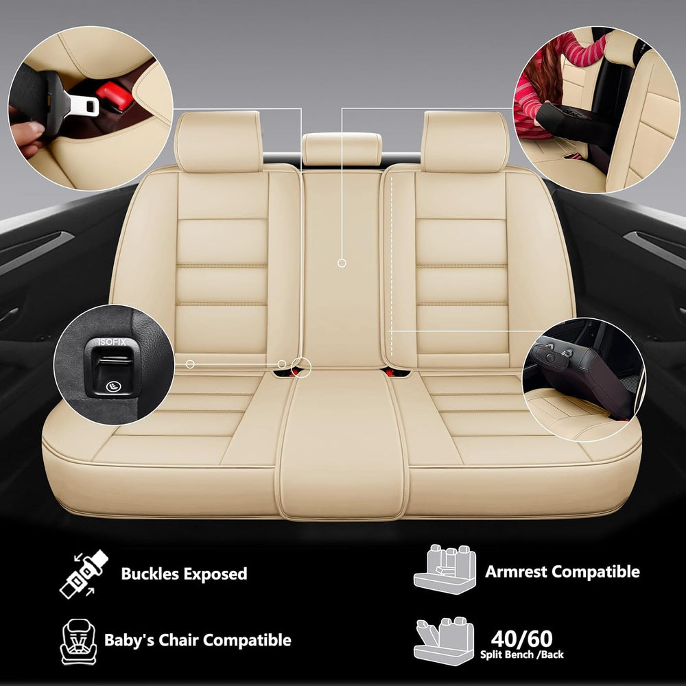 Leather Car Seat Covers Full Set,Universal Fit for Most Cars,SUVs and Sedans,...