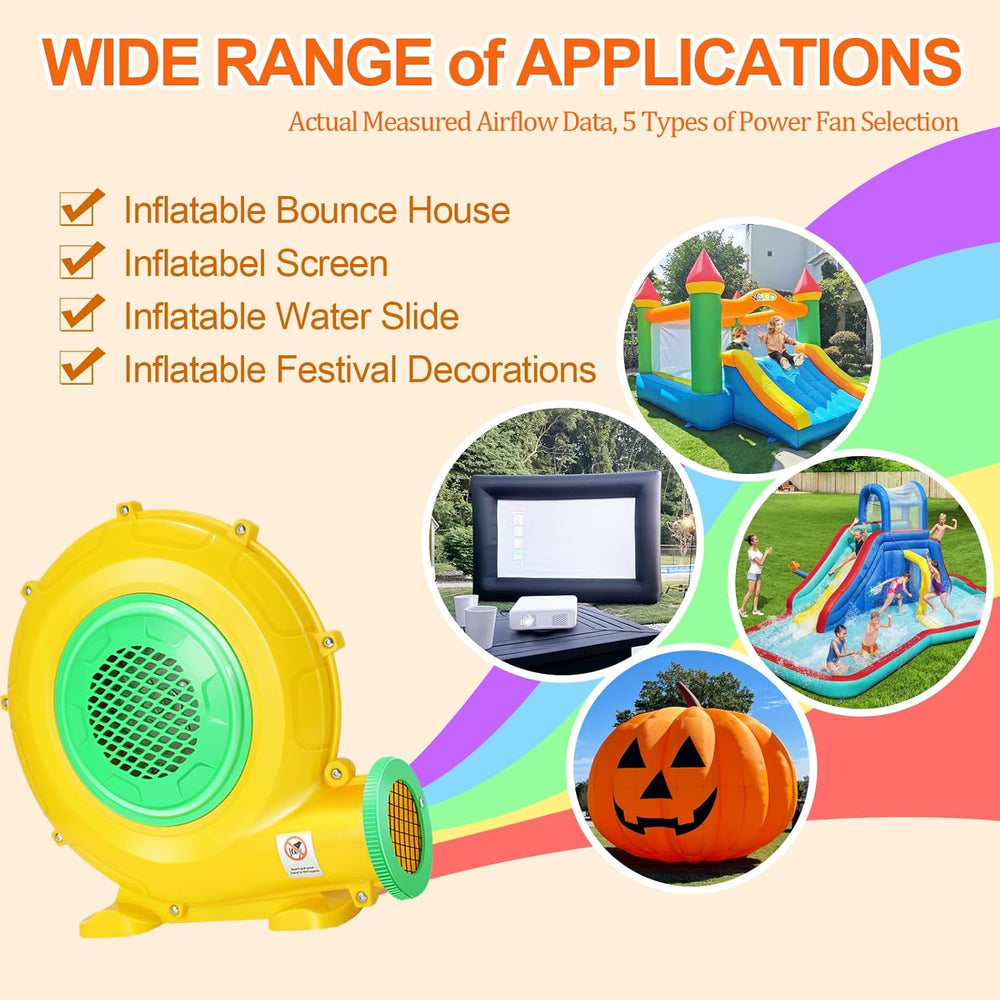 Bounce House Blower, 550W/0.73HP Commercial Air Blower with Double-Sided Fan ...