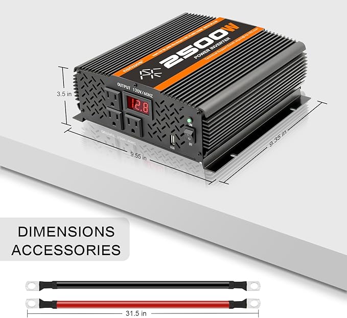 2500 Watt car Power Inverter 12V to 110V /120V, 2000+ watt invertor