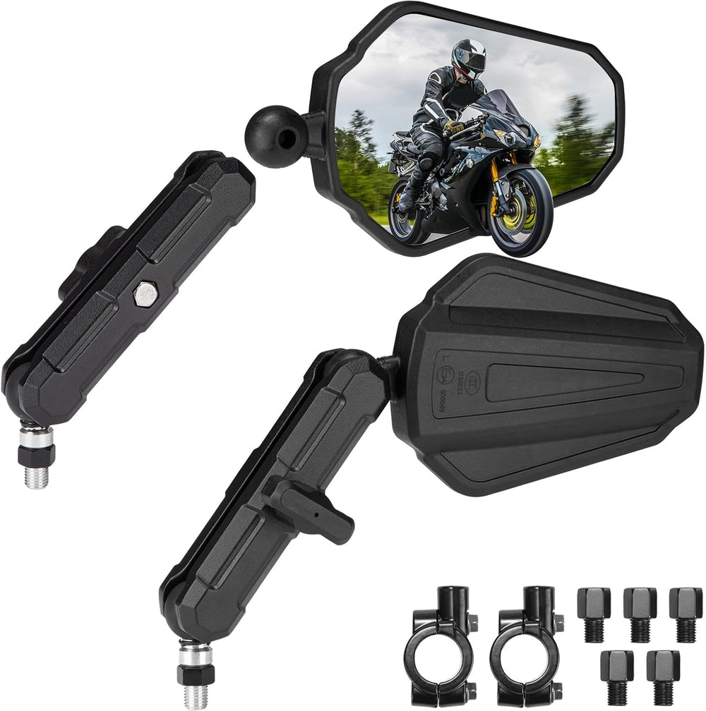 KEMIMOTO Adventure Motorcycle Mirrors M8 M10 Bolt Handlebar Mount Adjustment ...