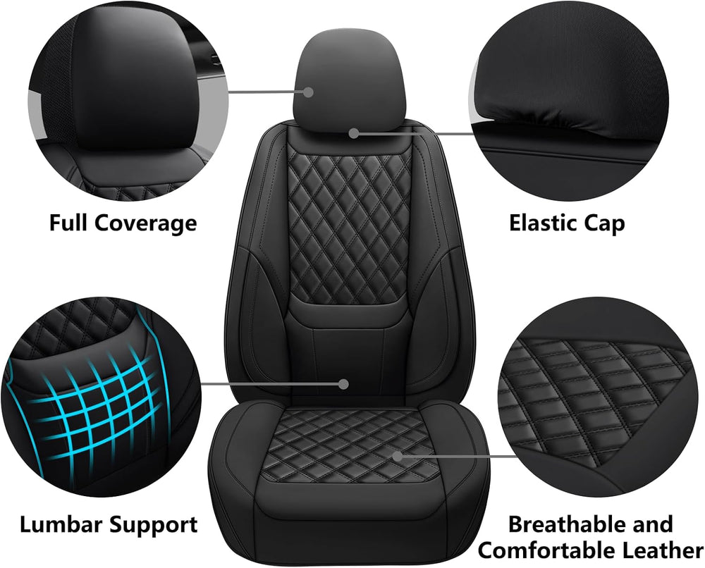 Black Faux Leather 5-Seat Car Seat Covers Full Set