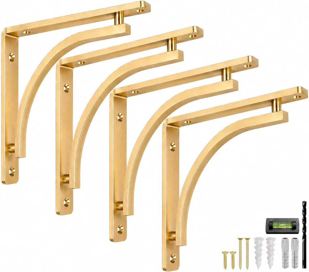 Classic Brass Heavy Duty Shelf Brackets 10 inch by Balin Designs โ Gold L Bra...