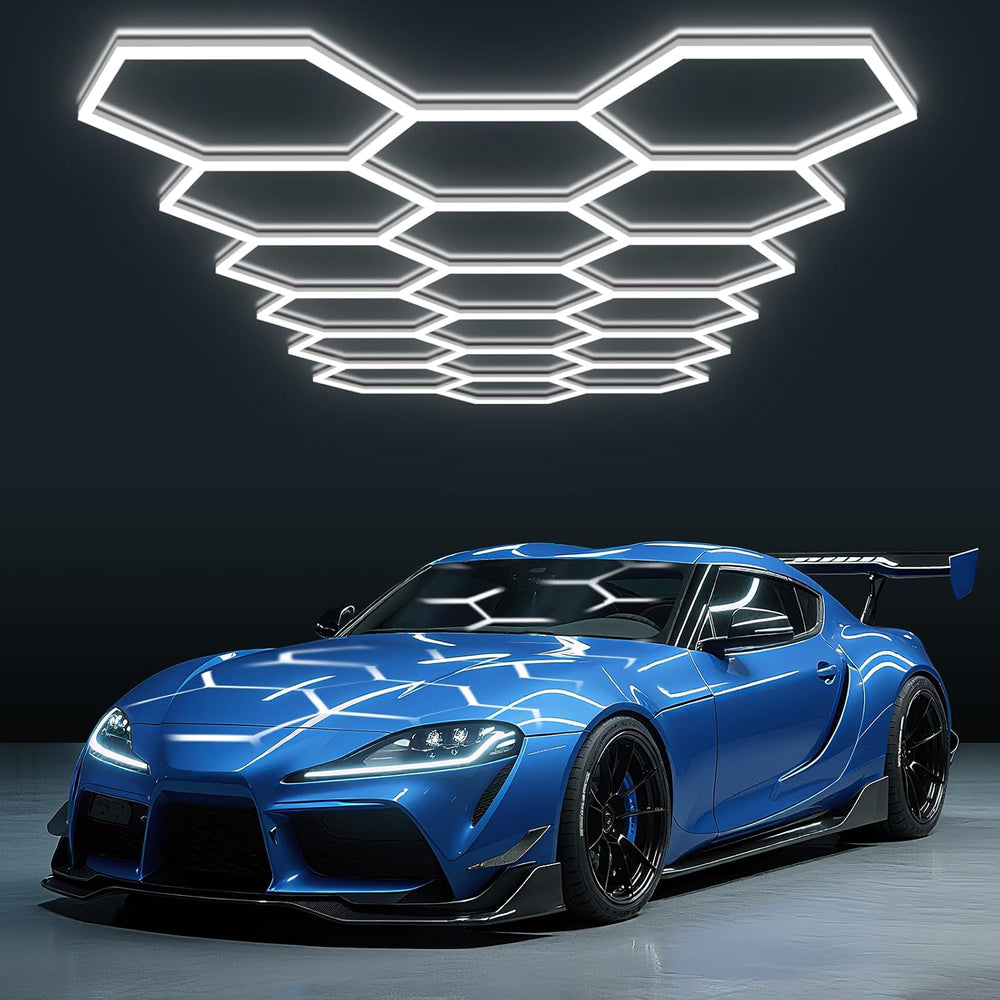 BRILLIHOOD Hexagon Garage Lights, LED Car Detailing Lighting, 6500K Super Bright