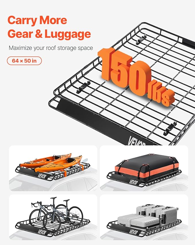 VEVOR Roof Rack Basket, Universal Rooftop Cargo Carrier