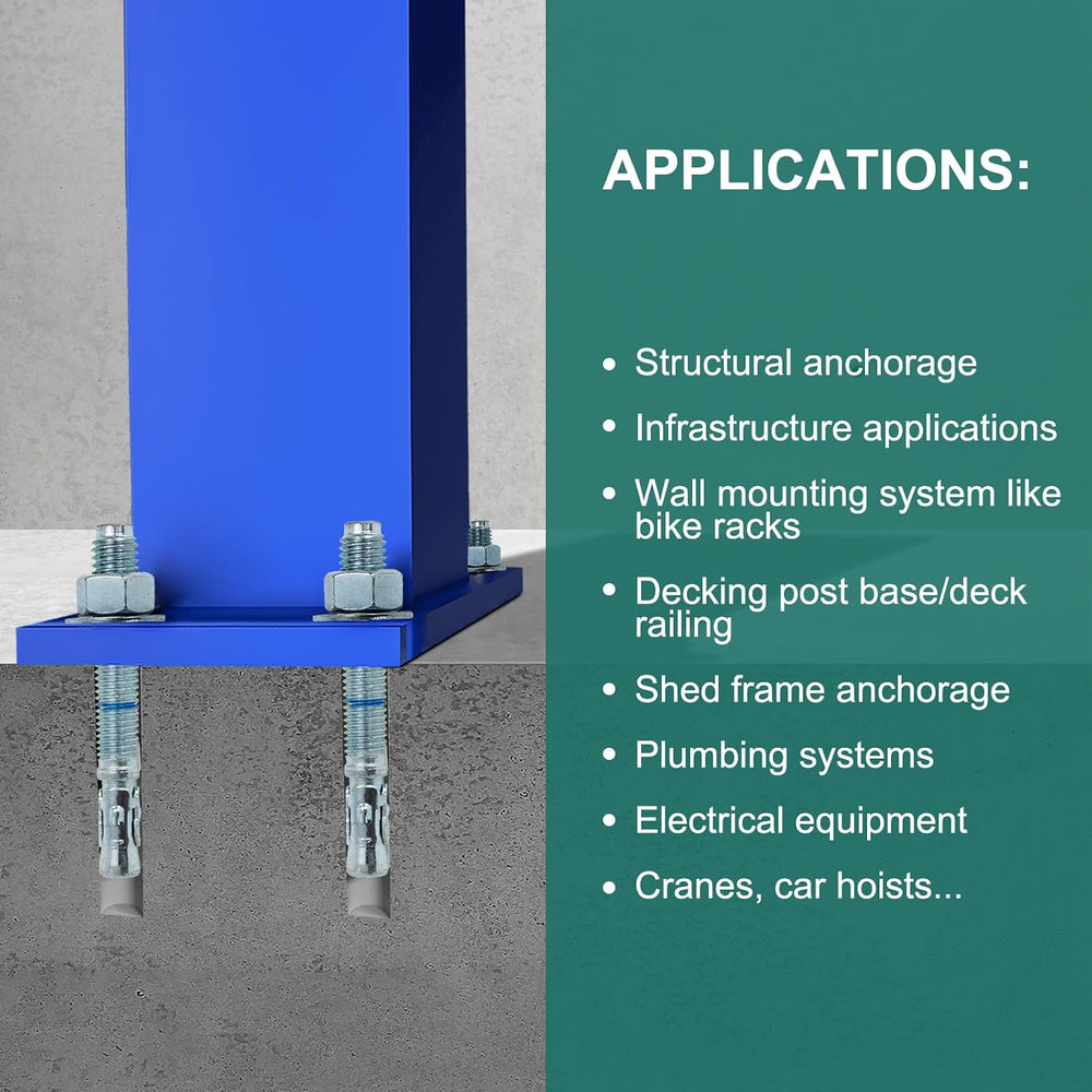 5/8" x 8-1/2" Concrete Anchors (10 Pack) 5/8 inch Wedge Anchors Bol...
