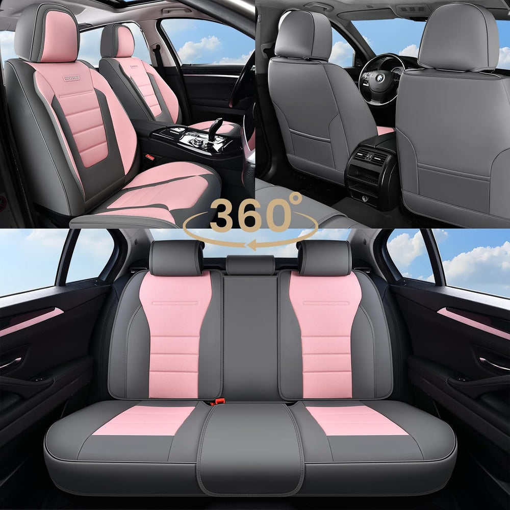 Coverado Car Seat Covers Full Set, Nappa Leather Seat Covers for Cars, Car Se...