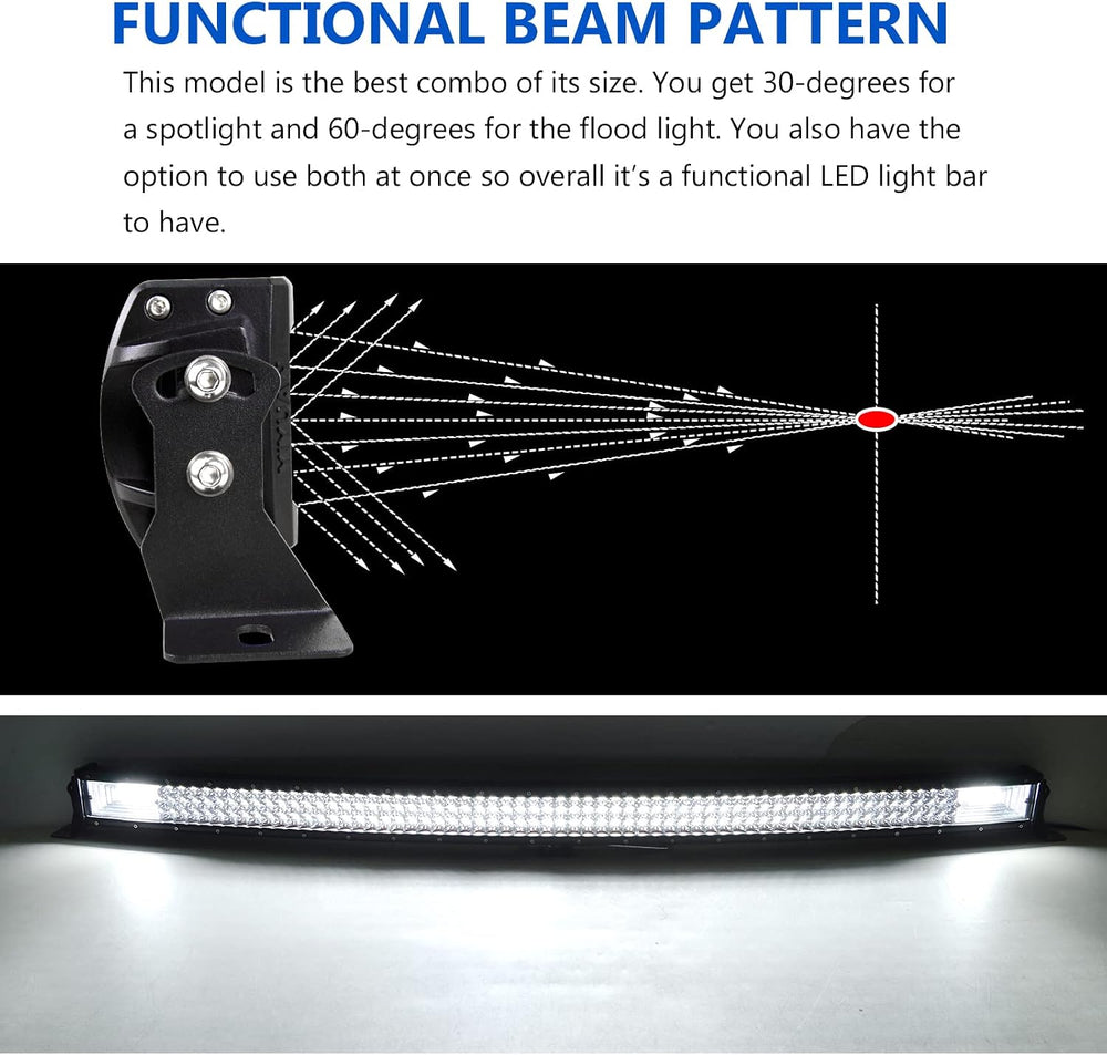 AUXTINGS 50 inch 648W Curved LED Light Bar, Spot Flood Beam Triple Row