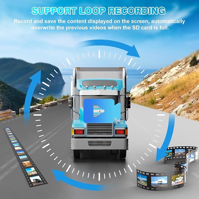 Fookoo HD 10" Wireless Backup Camera System, 1080P 10-inch Quad Split Mo...