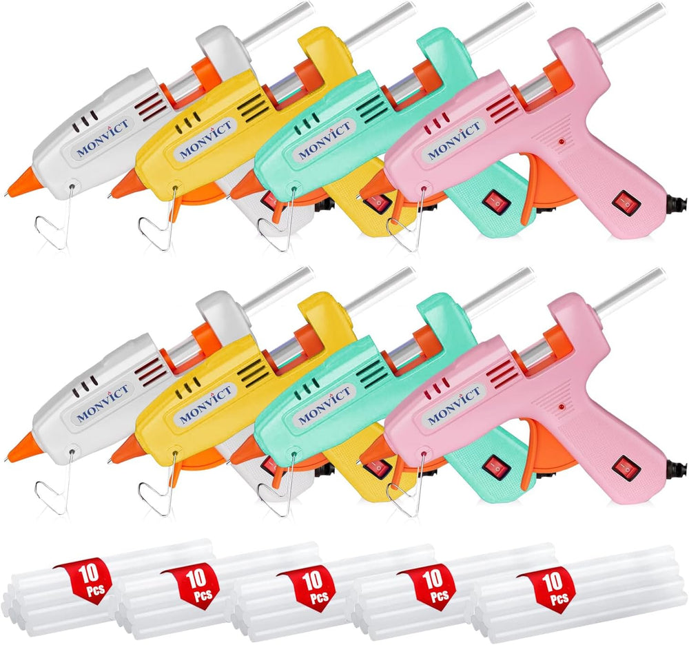 MONVICT 8 Pack 30W Hot Glue Gun Set with 50 Glue Sticks, High Temp Mini