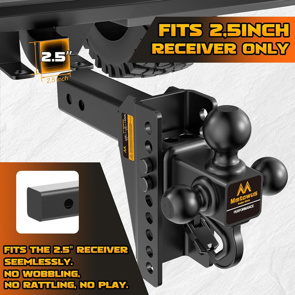 Adjustable Trailer Hitch -Drop Hitch Fit 2.5" Receiver-8" Drop/Rise