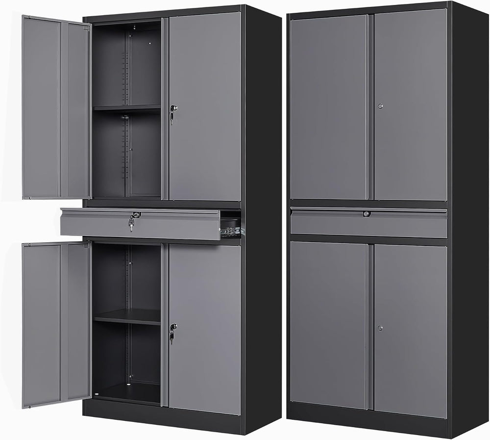 Letaya Metal Garage Storage Cabinet with Drawer,4 Door Tool Cabinet with Lock...