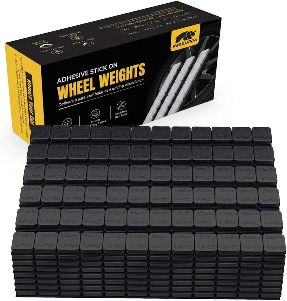 MIKKUPPA 1/4oz Adhesive Stick on Wheel Weights, Black 0.25oz, 144oz/Box