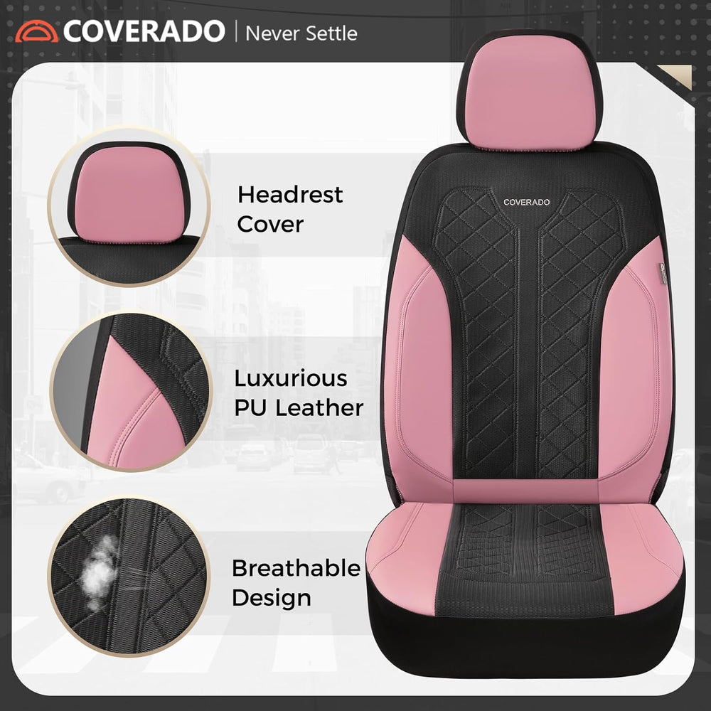 Coverado Automotive Seat Covers Full Set, Luxury Car Seat Covers, Leather Sea...
