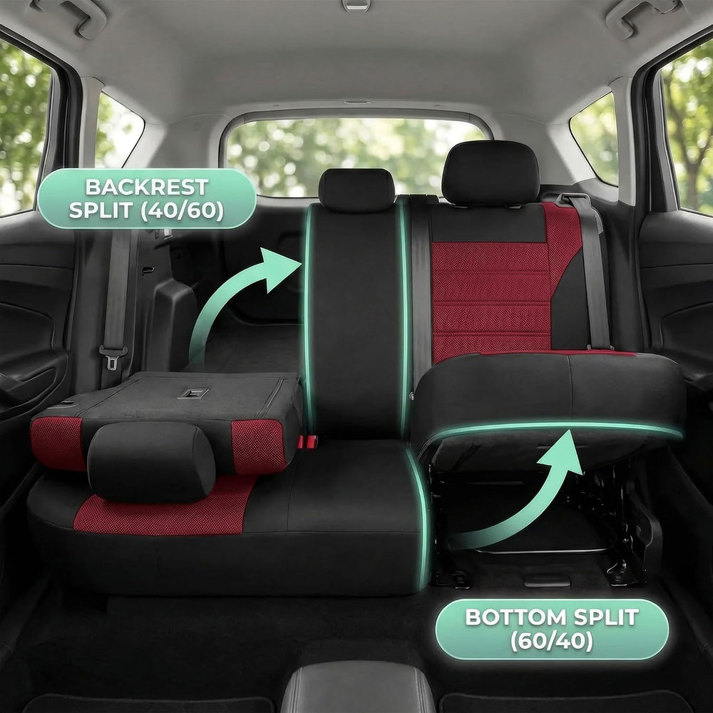 FH Group Automotive Car Seat Covers Full Set Premium 3D Air Mesh Front Seat C...