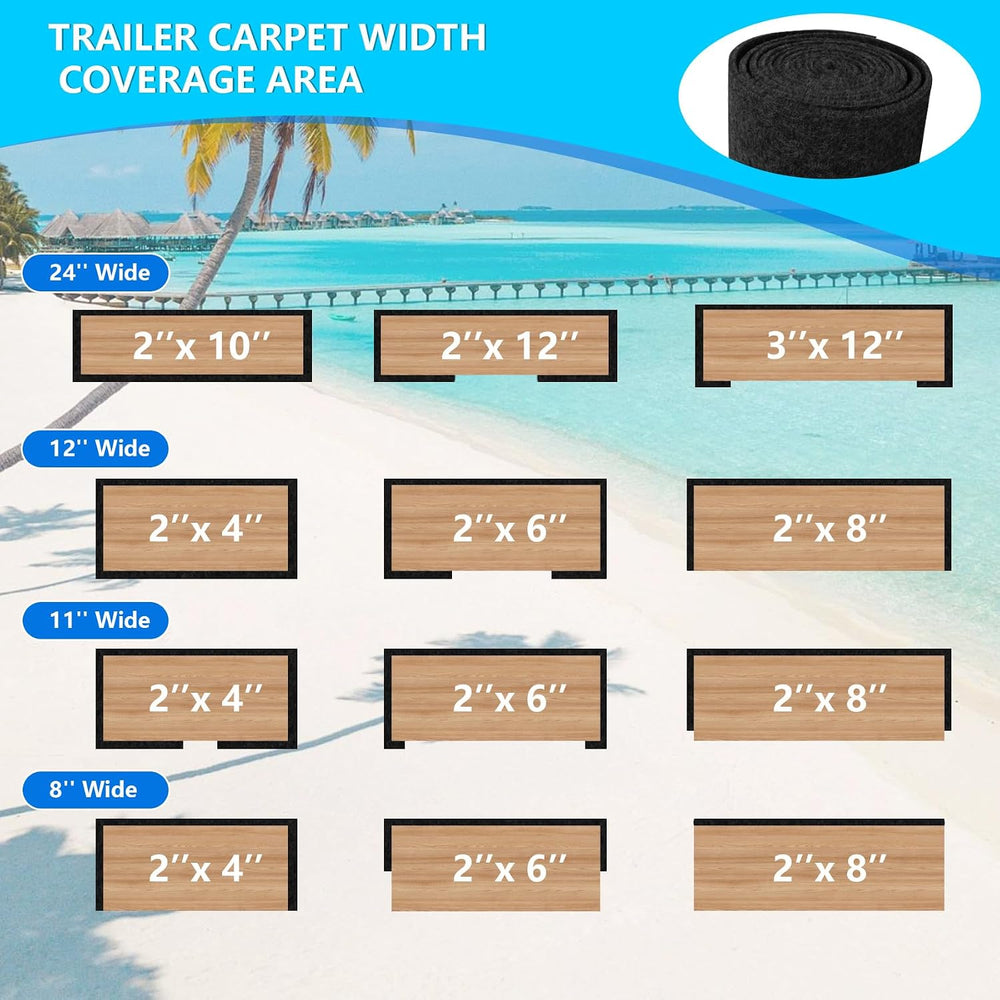 Boat Trailer Bunk Carpet, 13ft X 24inch Wide Marine Carpet for Boats Replacem...