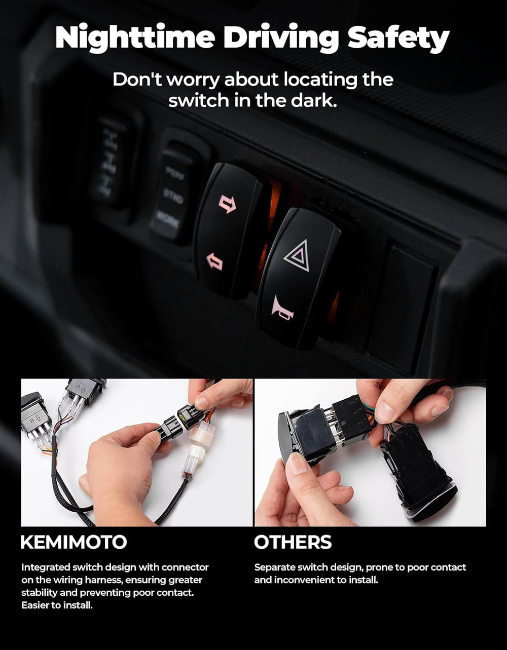 KEMIMOTO UTV Turn Signal Kit with 110D Horn, Pre-Wired, Plug and Play UTV Bli...