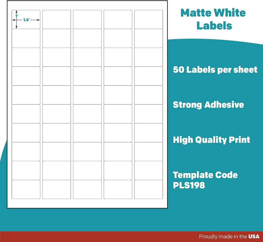 Premium Label Supply White Sticker Barcode Labels – 1.5" x 1" – Las...